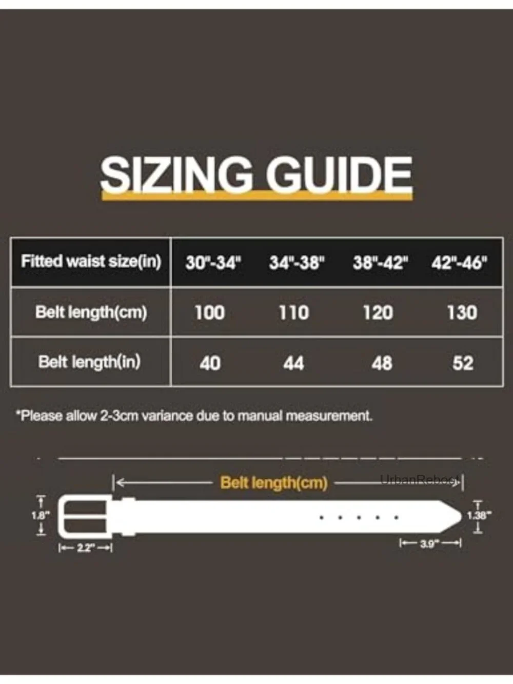 Men's Leather Casual Dress Belt, Adjustable Ergonomic Buckle, 1 3/8